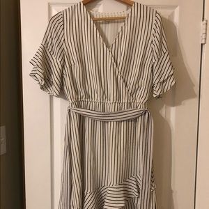 White and Black Striped Small Dress